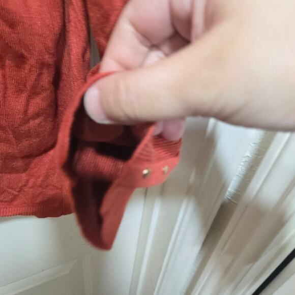 JM Collection Rust Orange Studded Sleeve Sweater Top XL - Picture 6 of 9